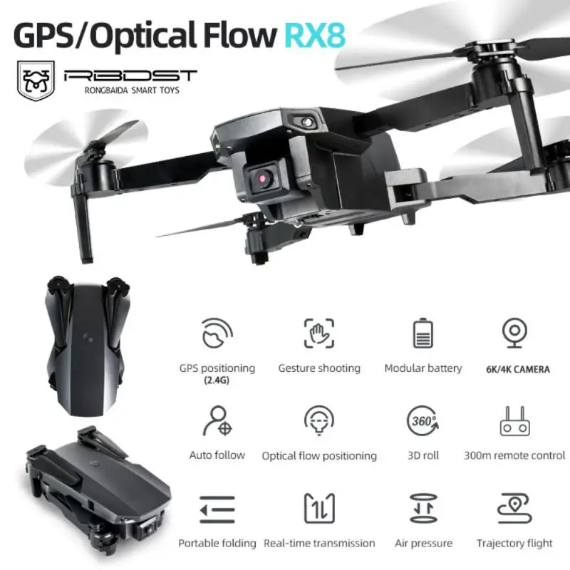

Dual Battery Quadcopter Gps Obstacle 2023 Drone 5g Rx8 Profesional Uav 6k Remote Control Folding Drone Optical Flow