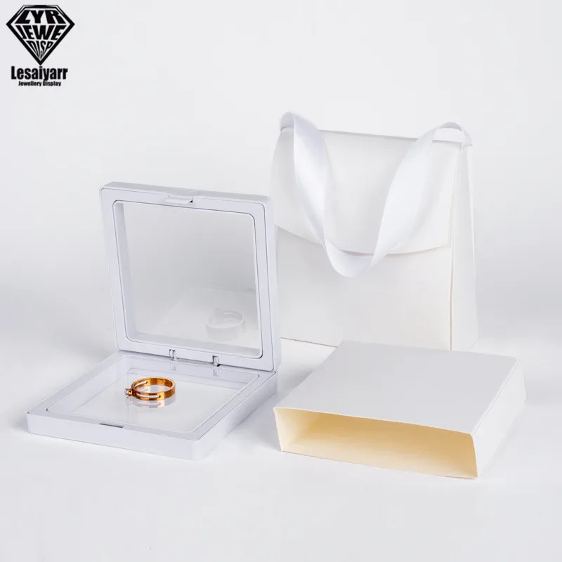 PE Film Jewelry Storage Box Dustproof Suspended Floating Matching Paper Set Gift Bag 5pcs/lot PET Box Only Paper Cover