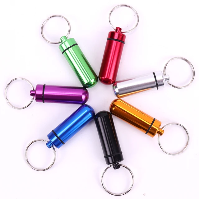 1PC Metal Mini Waterproof Alloy Travel Pill Box Pill Bottle Cache Drug Holder  Container Keychain Medicine Box Health Care - AliExpress