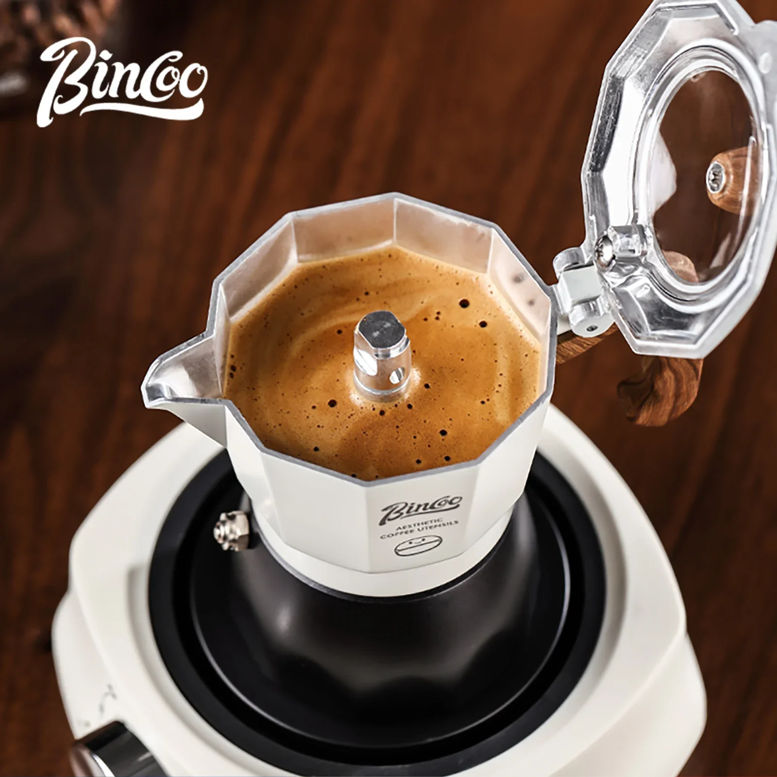 طقم وعاء وسخان Bincoo Moka، ضغط صمام مزدوج، صانع ا...