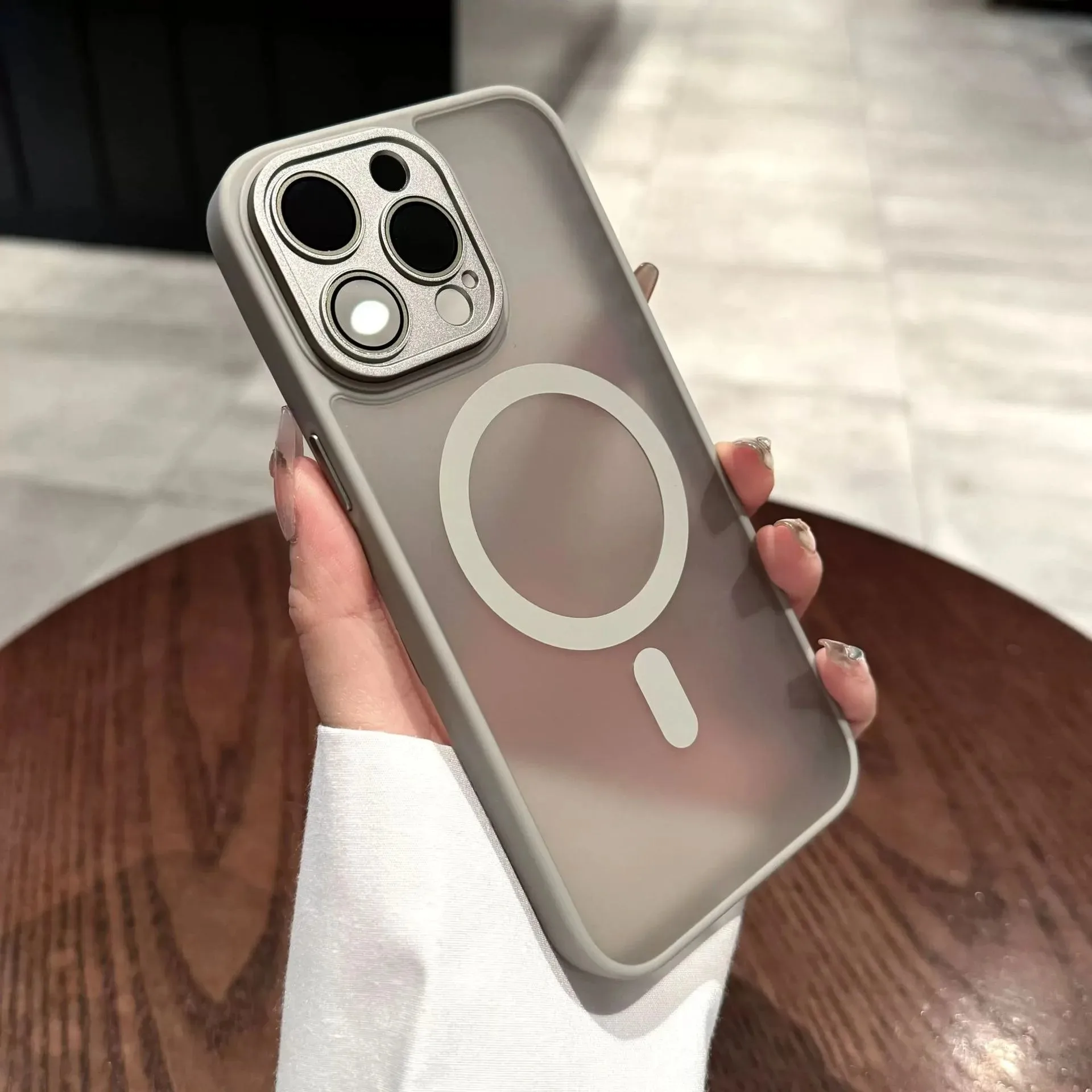 Fashion Magnetic Matte Translucent Shockproof Case For iPhone 16 15 14 13 12 11 Pro Max Plus For Magsafe Wireless Charging Cover