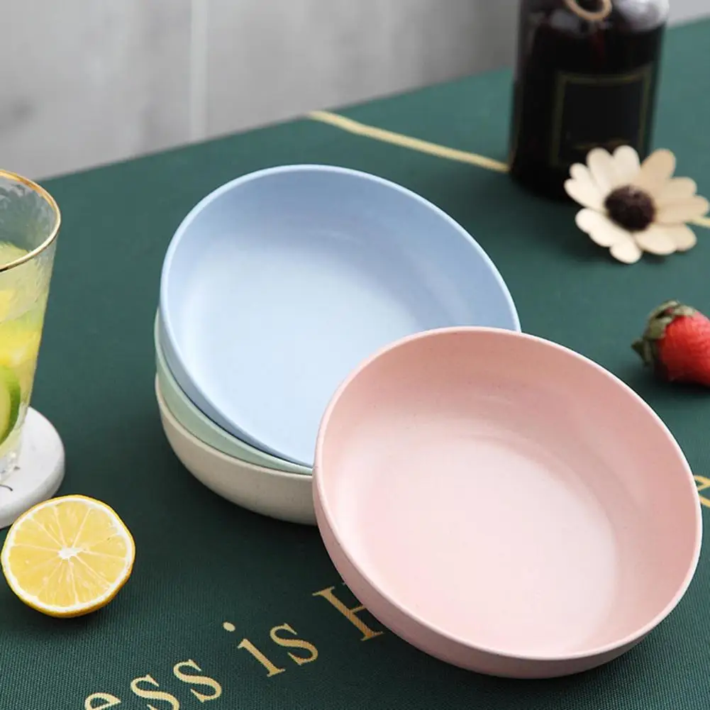 Dinner Plate Solid Color Smooth Surface Easy Cleaning Microwave Safe Food Grade Tableware Round Shape Anti-Slip plastic plates