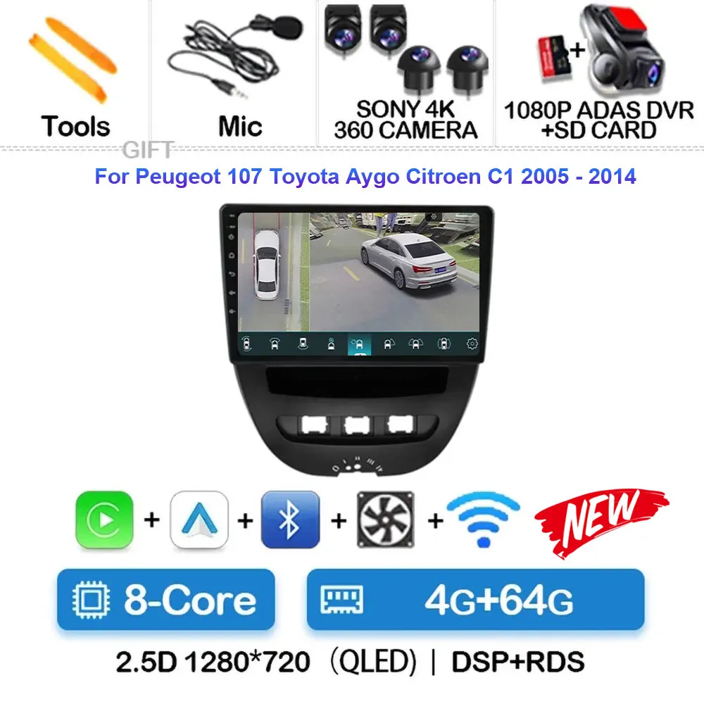 RoverOne® Autoradio GPS Bluetooth Pour Peugeot 107 Citroen C1 Toyota - View #3