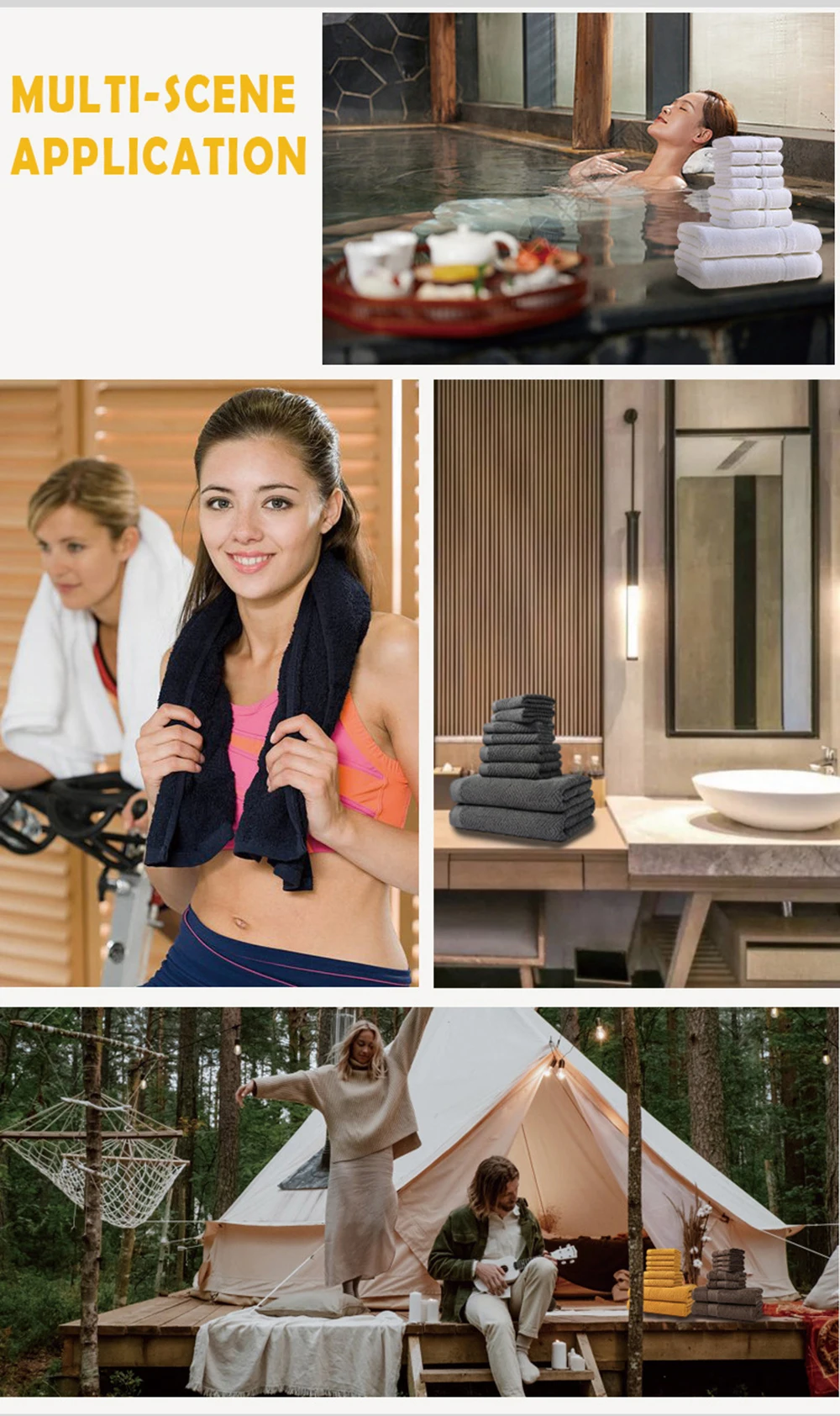 Description Picture 3 of item6/8 Pieces Towel Set Bathroom Cotton Super Absorbent Home Hotel Beauty Salon 4 Square Towels Towels 2 Face Towels 2 Bath Towels