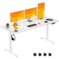 63 Inch Electric Standing Desk Adjustable Height with Wheels,Sit Stand Up Desk,Home Office Desk,Computer Workstation 1