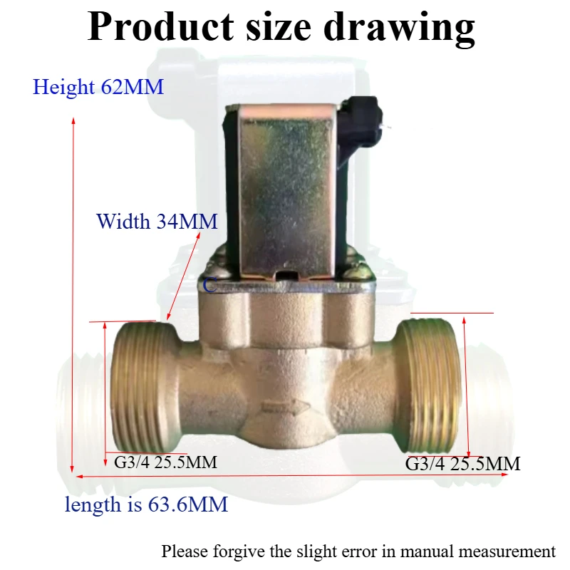 Solenoid Valve Brass Electric Four-quarter Parallel Double External Thread Body All Copper Normally Closed Inlet Solar Hot Water