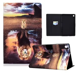 Kawaii Cartoon Folio Tablet Cover - Cute and Durable Case with Pen Holder for Matepad T10 9.7 inch (Lion)
