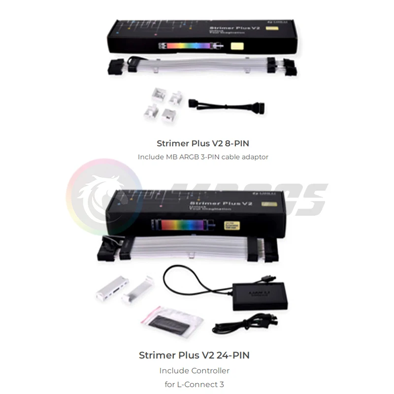 Lian Li Strimer Plus V2 RGB PSU Kit de Cabo de Extensão, GPU ATX