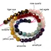 Natural Gemstone 7 Chakra Agate Amethyst Tiger Eye Faceted Round Stone Beads For Jewelry Making DIY Women Bracelet Necklace 15‘’ 2