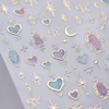 1pcs 5D Shell Light Nail Stickers Shoiny Gold Border Love Heart Bowknot Moon Star Nai Art Decal Manicure Decorations 4
