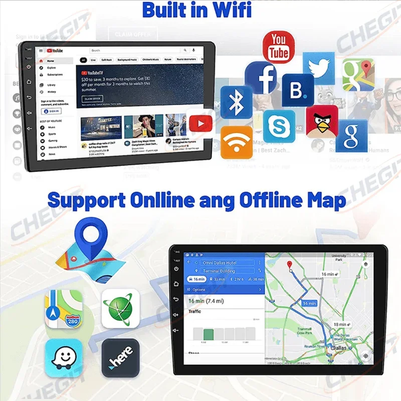 Android 13 2Din Car Radio 7"/9"/10" Universal 64G wireless Carplay Android Auto GPS multimedia Player Car intelligent systems