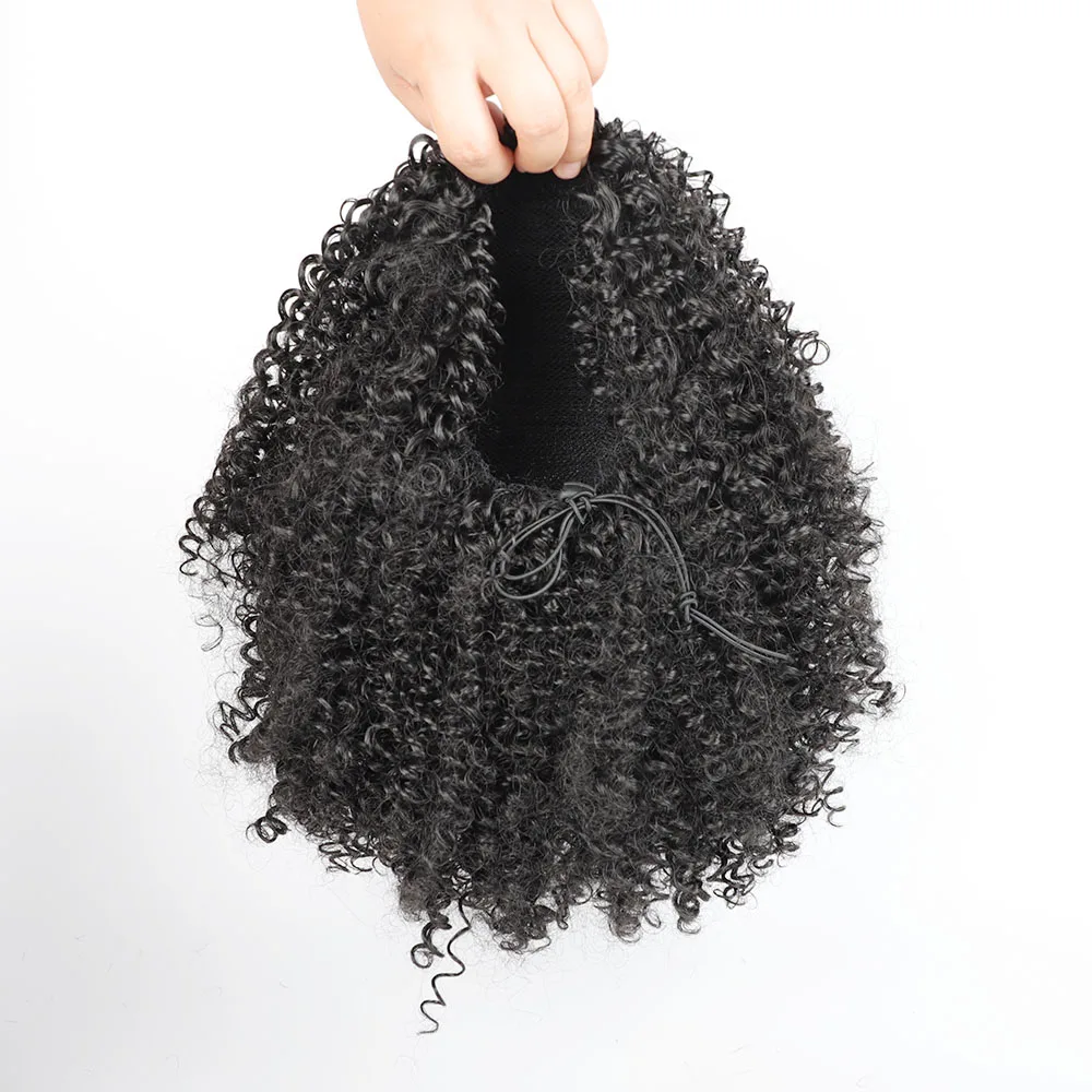 Synthetic Long Afro Kinky Curly Ponytail Synthetic Drawstring Ponytail Clip-In Hair Extension For Women Natural Looking