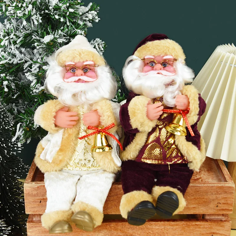 

27cm Sitting Posture Santa Claus Plush Doll Merry Christmas Decoration Home Shopping Mall Window Ornaments Kids Gift