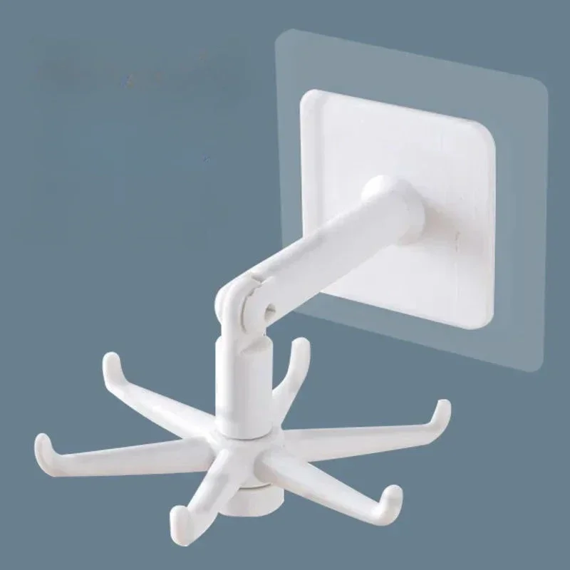 360 Degree Rotating Folding Hook Kitchen Accessory Self-adhesive 180 Degree Vertical Flip Key Hook Small Tool 1Pc
