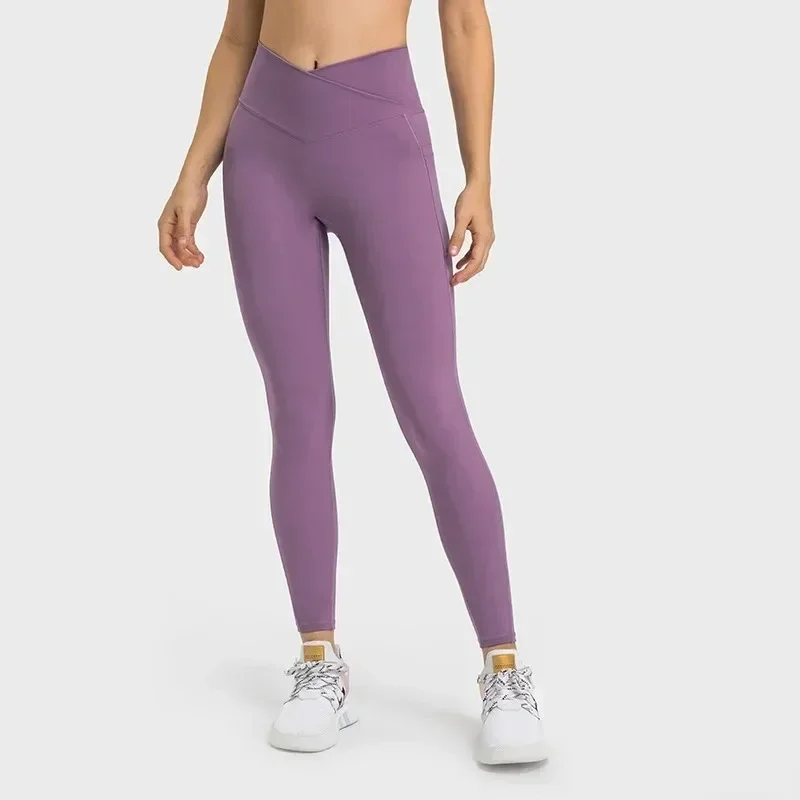 Lemon Front Waist Cross High Waist Gym Yoga Leggings Fitness Sport Pants Athletic With Pockets Comprehensive Training Jog