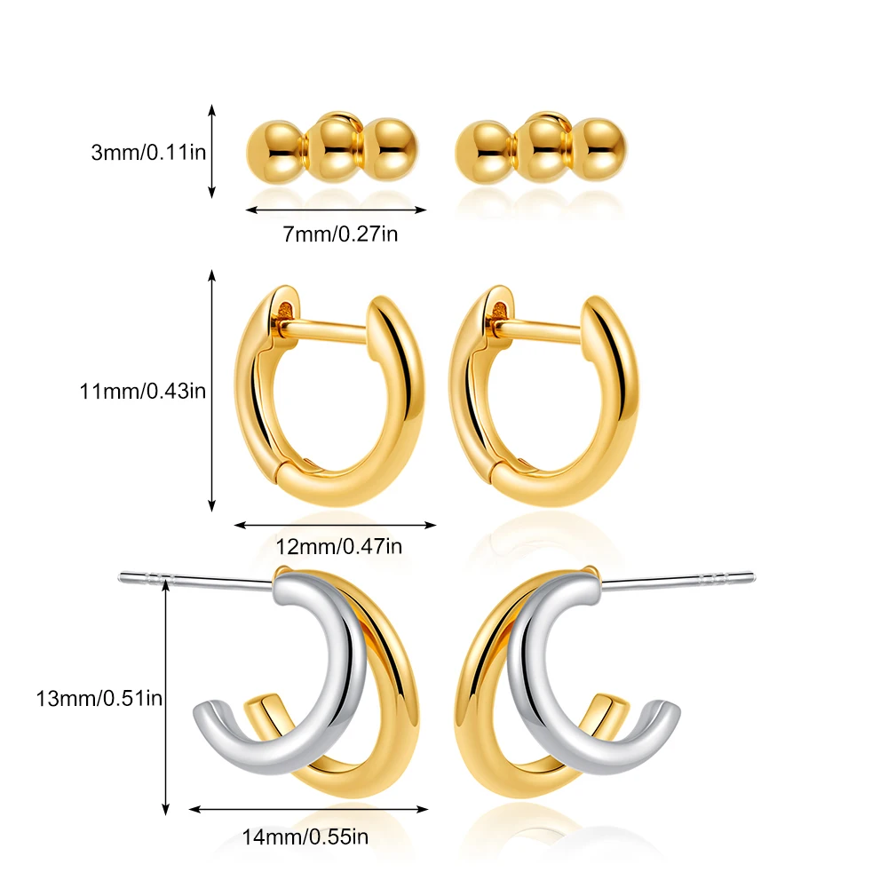 Dainty Zircon Small Stackable 14k Gold Plated Earrings Set for Women Multiple Piercing Cartilage Huggie Hoop Earring Jewelry