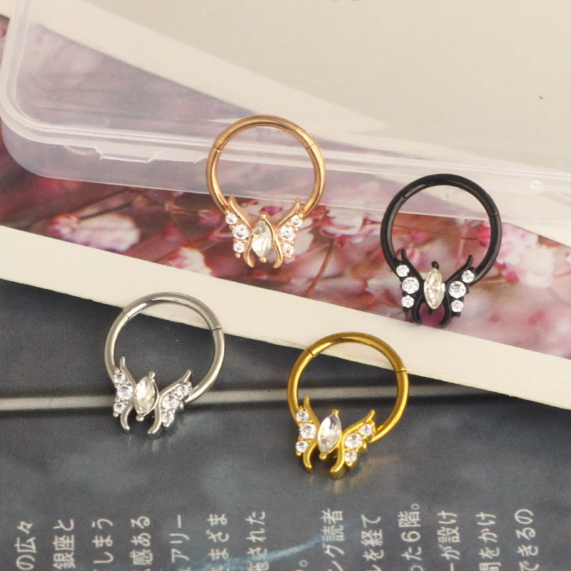 Daith Earrings 16G Stainless Steel Cartilage Helix Tragus Nose Hoop Piercing Jewelry 8MM 10mm Silver Gold Rose Gold Black Plated