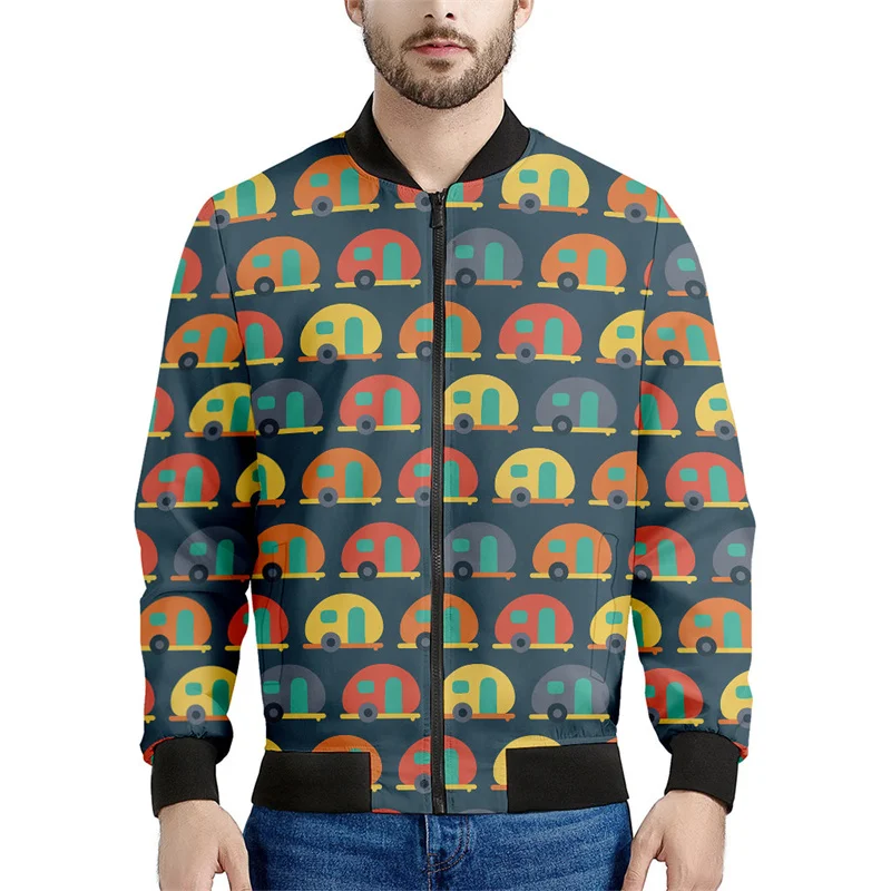 thumbnail image 1 of Chaqueta con cremallera para acampar con dibujos animados para hombres y niños, abrigo con estampado 3D, chaquetas casuales con cremallera para la calle, sudadera tipo bombardero para primavera y otoñ, 1 of 4