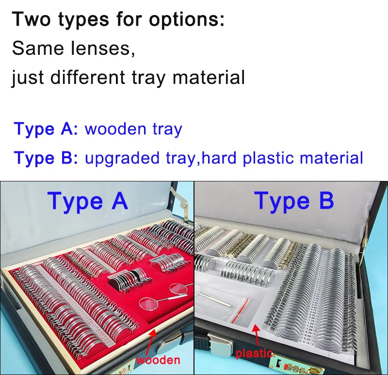 High Quality A Grade 266 Trial Lens Set Trial Lens Case 36.5 Full Size Lens Shiny Metal Rim Clear Axis Marking