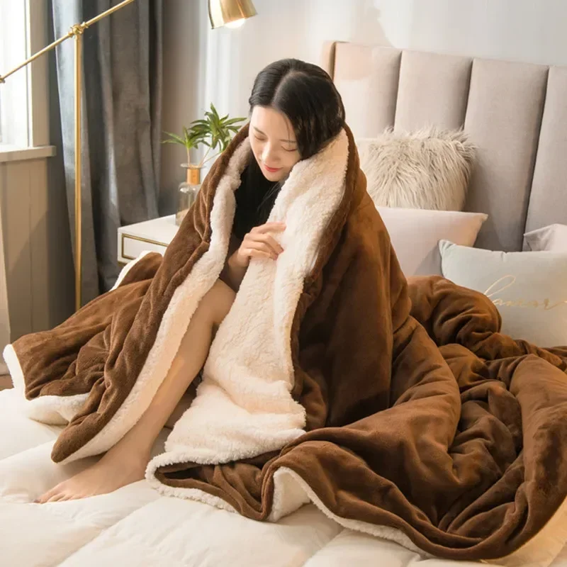 

Зимние толстые одеяла, пушистое мягкое одеяло, двухстороннее однотонное одеяло, одеяло для спальни, дивана, теплое шерстяное одеяло, покрывало, покрывало