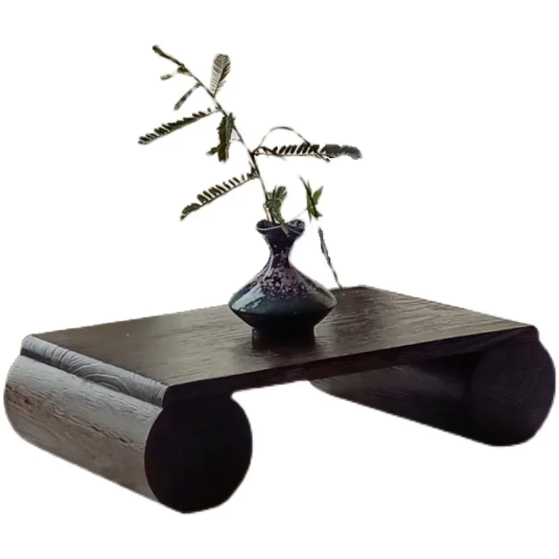 Japanese Style Tea Table Small Bay Window Low Table Solid Wood Balcony with Wooden Cushion Minimalist Home Decor