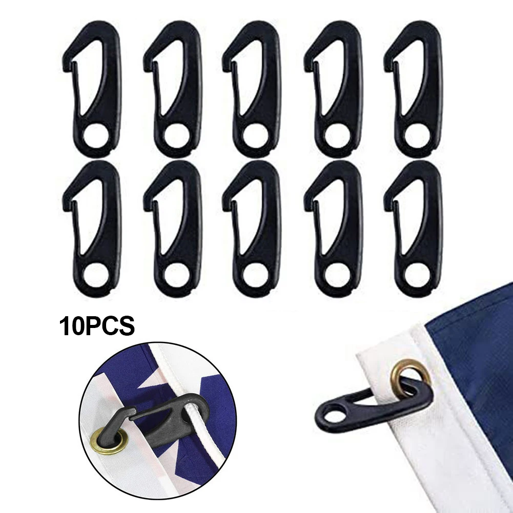 10Pcs Flag Pole Snap Hook Clips Hooks Plastic Anti-UV Reliable Water Resistant Attach For Flagpole Rope Clip Keychains Curtains