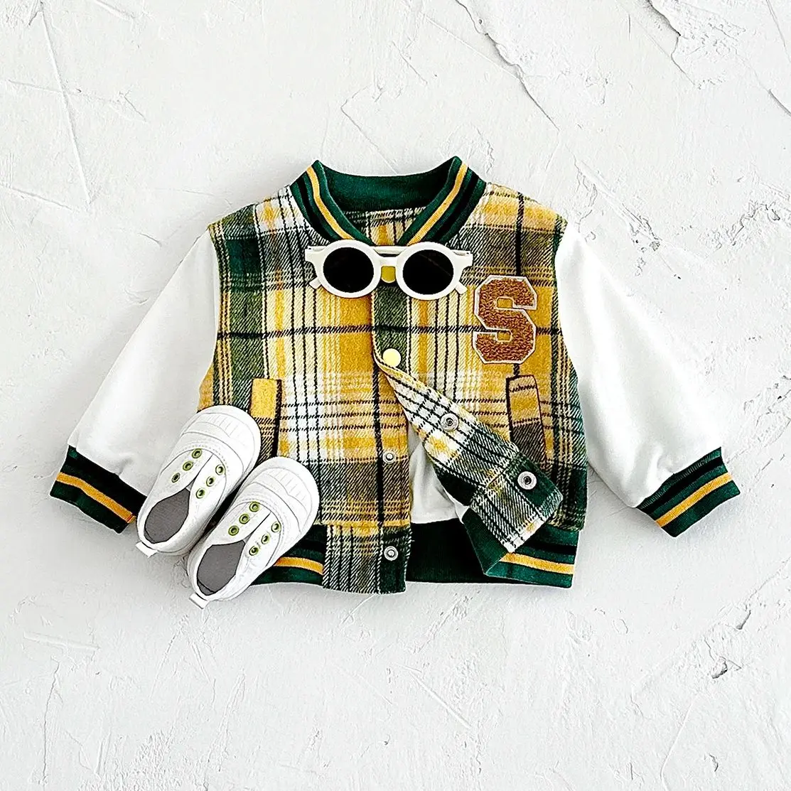 0-3Y Winter Fashion Baby Boy Coat Cotton Baseball Jacket Plaid Thick Top Toddler Kids Button Coat Girls Warm Sport Clothes