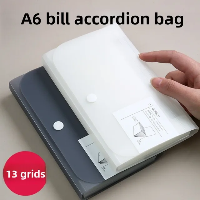 Office School Supplies A6 Mini Accordion File Folder 13 Pockets Portable Organizer for Documents Receipts Plastic PP Bag 1