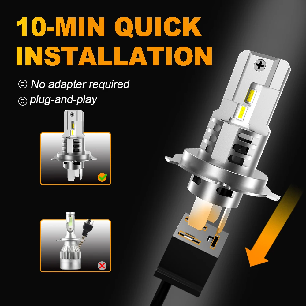 TOYUKI-H4 9003 Led 헤드 라이트 전구 터보 1:1 12Pcs CSP 5530 하이 로우 빔, 아우디 혼다 자동차 오토바이 6000K 4300K 12V 24V 2 개
