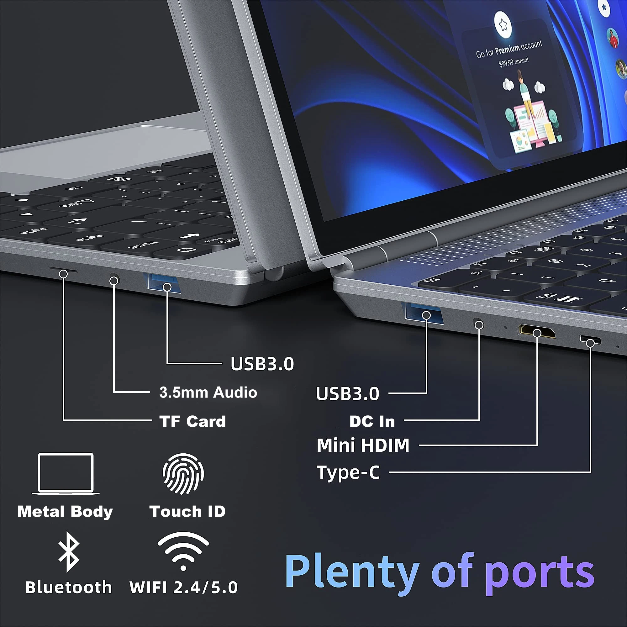 CRELANDER 4 in 1 Laptop 14 inch Touch Screen Celeron N5105 16GB Ram Windows 11 Tablet PC Notebook Computer for Student Business