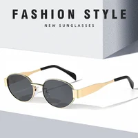 Luxury unisex metal sunglasses, oval-shaped, fashionable, UV400 protection, elegant tints for men and women Glasses Googles