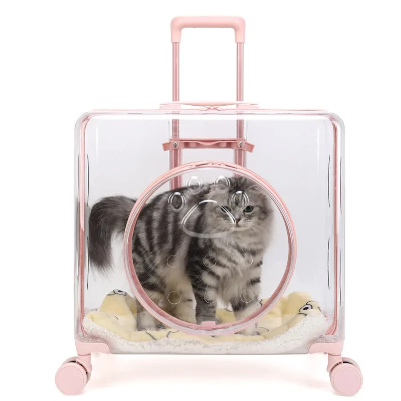 Nuovo Trolley per animali domestici trasparente cassa per animali