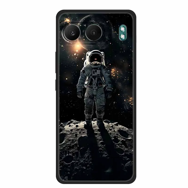 Astronaut Design Soft Silicone TPU Phone Case - Space-Themed Back Cover