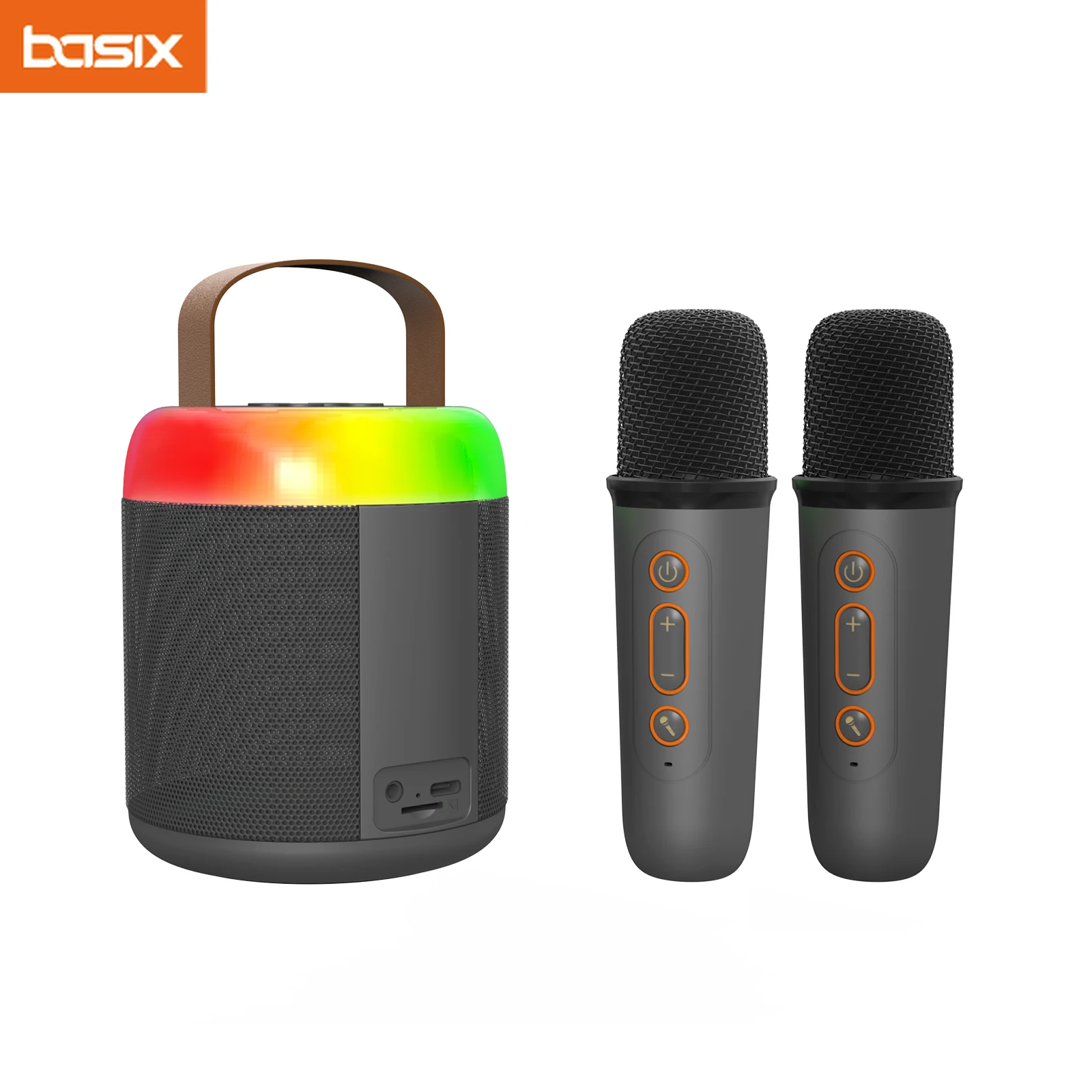 

Basix sound speaker Mini Portable Microphone Audio integrated Microphone Home singing Karaoke Family Wireless BT Outdoor Portab