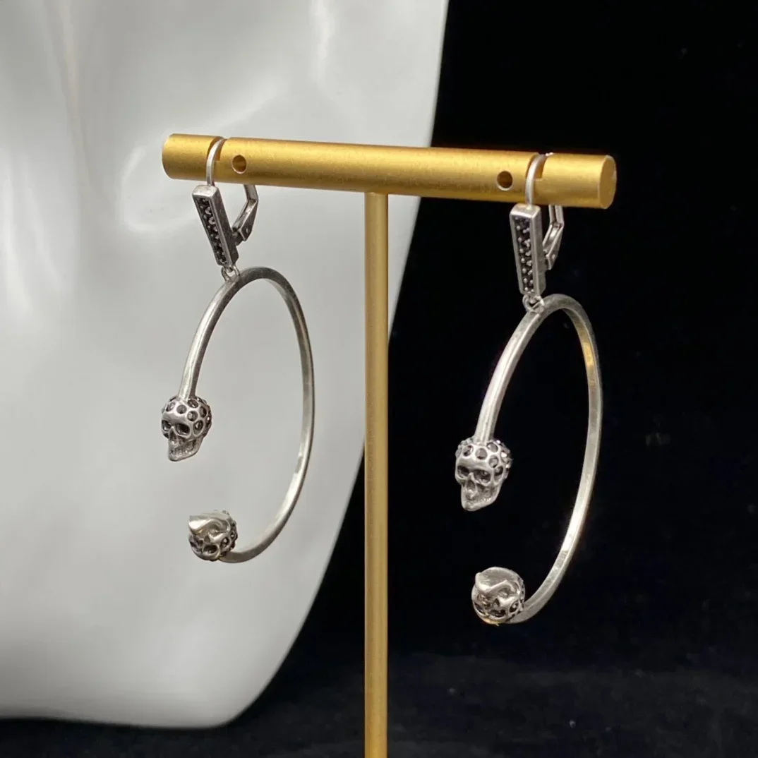 2023 Trendy Earrings for Women Men Vintage Personality Skull Hoop Earrings Hip Hop Ear Jewelry Retro Accessories Gifts