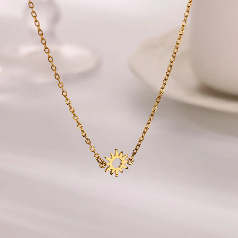 Necklace Stainless Steel Gold Black Color Aesthetic Pendant Jewelry Accessories