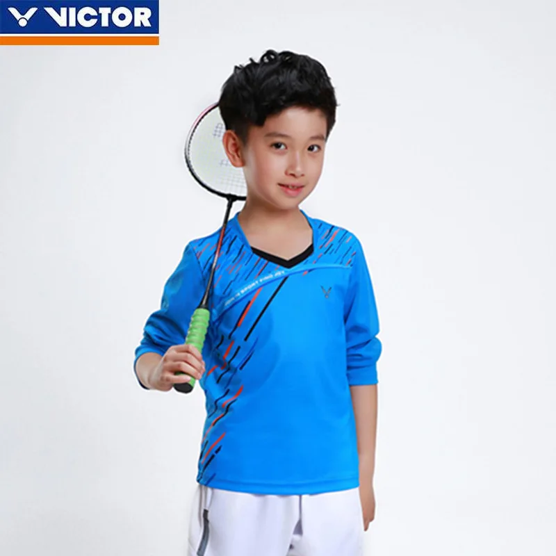 Victor Autumn and Winter Badminton Clothing Children's Long Sleeve Top Sportswear Student Table Tennis Clothing