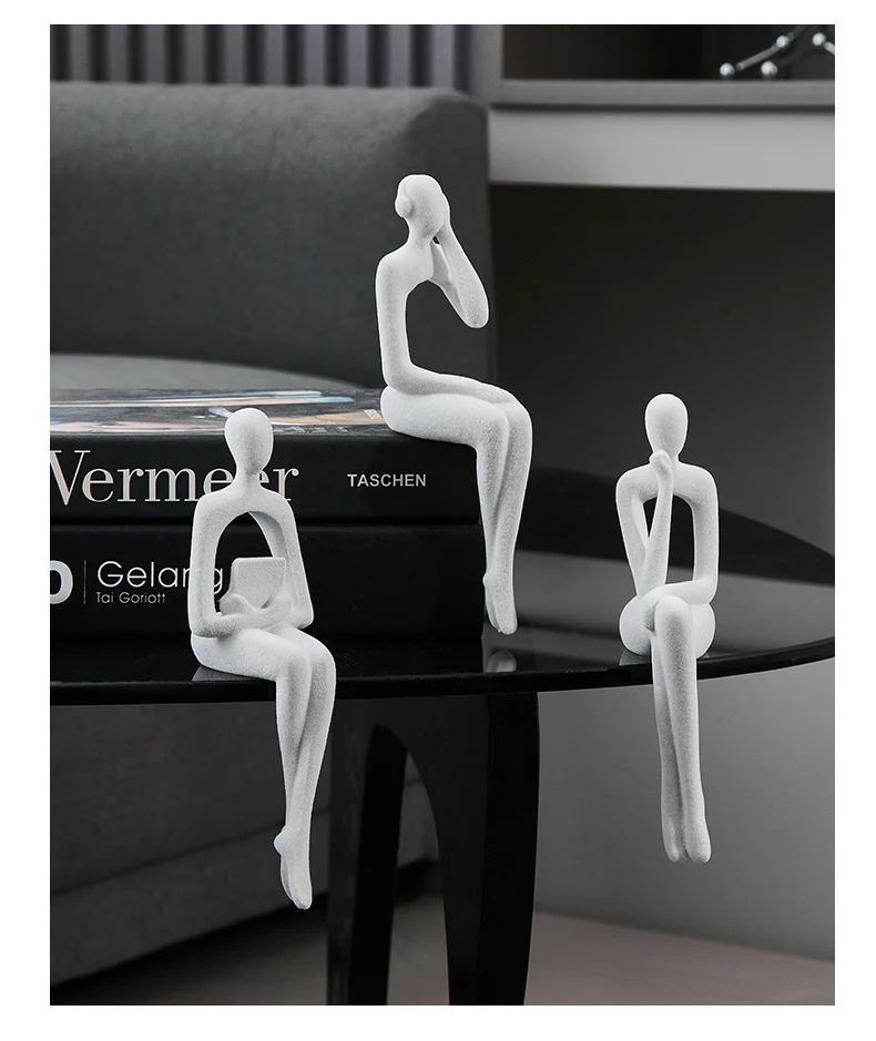 Felt Abstract Figure Sculpture & Figurine for Interior Modern Home Decoration Resin Statue Aesthetic Living Room Decor Ornaments