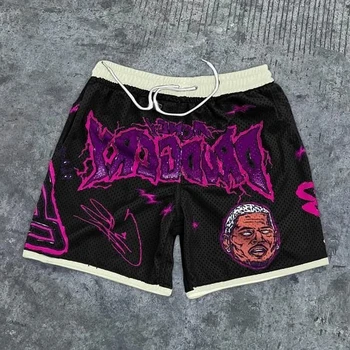 Vintage Casual Fun Pattern Graphics Shorts Loose Basketball Sport Gym Breathable Shorts Fitness Training Workout Male Shorts 1