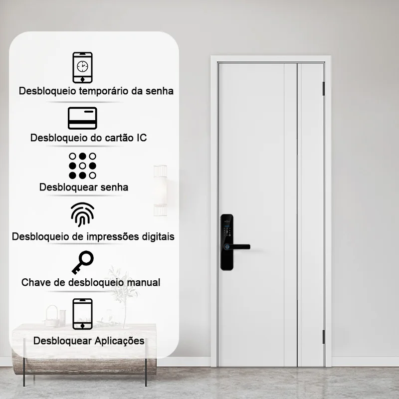 XSDTS Tuya Wifi Digital Electronic Smart Door Lock With Biometric Camera Fingerprint Smart Card Password Key Unlock — view 3