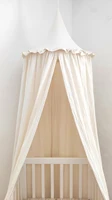 Kids Bed Canopy with Frills Cotton Cover Net for Baby Crib Reading Nook Curtain Hideaway Hanging Round Tent Nursery Room Decor 2