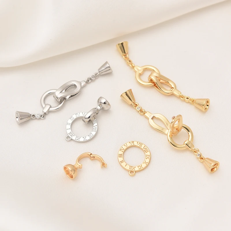 

2PCS 14k Gold Filled Jewelry Zirconium Inlaid Bracelet Connector DIY Supplies Manual Brass Accessories