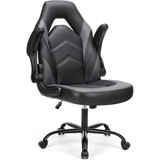 Sweetcrispy Computer Gaming Desk Chair – Ergonomic PU Leather with Comfy Lumbar Support, Height Adjustable Rolling Desk