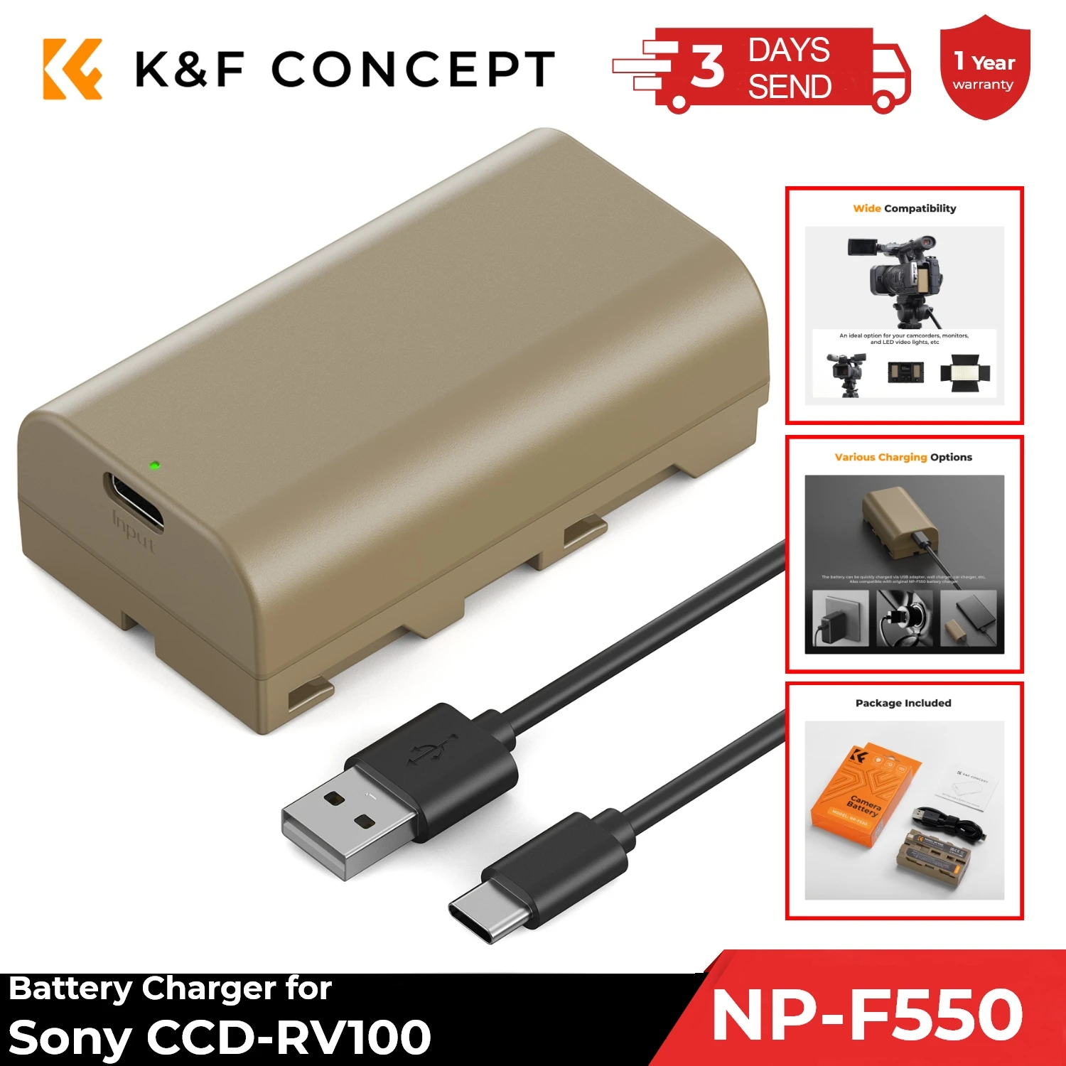 CS-GDB502MC Batterij 1000mAh – Compatibel Met GoPro Hero 4 Session, Hero 5 Session – Vervangt 601-06750-000 Etc.