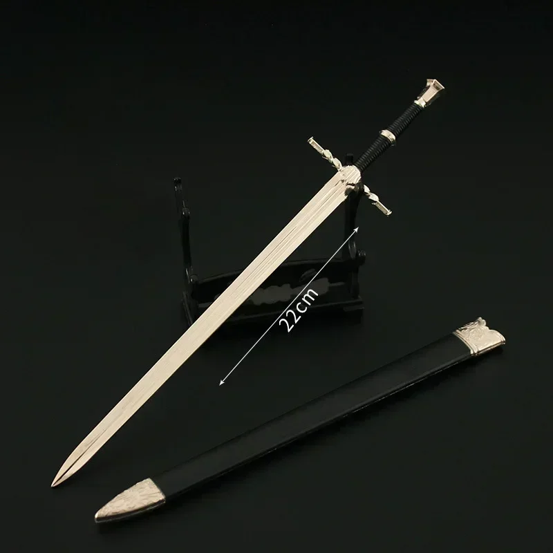 Cosplay Sword Cosplay Prop Cosplay Toy 22cm Wild Hunt Weapon Wizard Geralt White Wolf Steel Sword Model Knight Metal Sword Weapon Collection Christmas Gift Toy For Boy