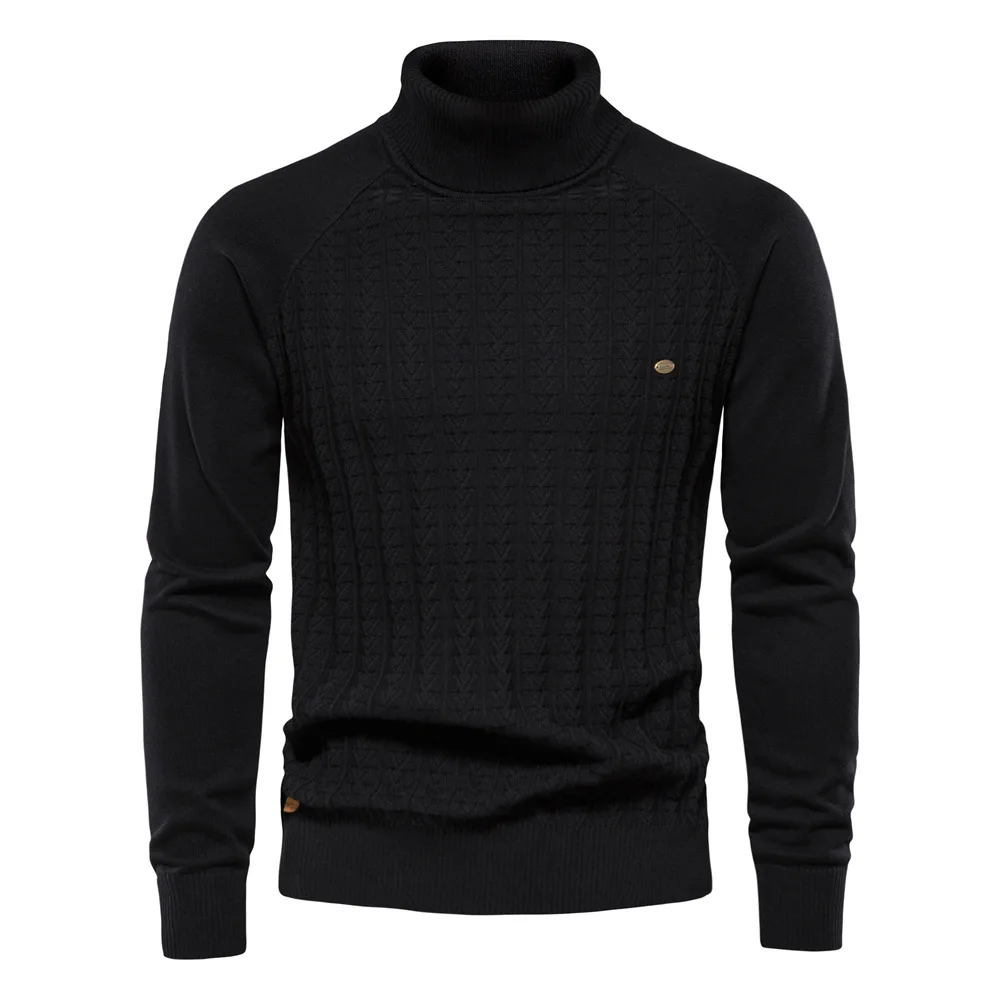 Autumn and Winter New Style Retro Men's High Collar Pullover Sweater Solid Color Men's Sweater Business Casual Sweater