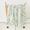 Bamboo Cotton Baby Blankets Newborn Muslin Swaddle Blanket Baby Bed Cover Leaf Print Infant Bath Towel 1