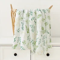 Bamboo Cotton Baby Blankets Newborn Muslin Swaddle Blanket Baby Bed Cover Leaf Print Infant Bath Towel 1