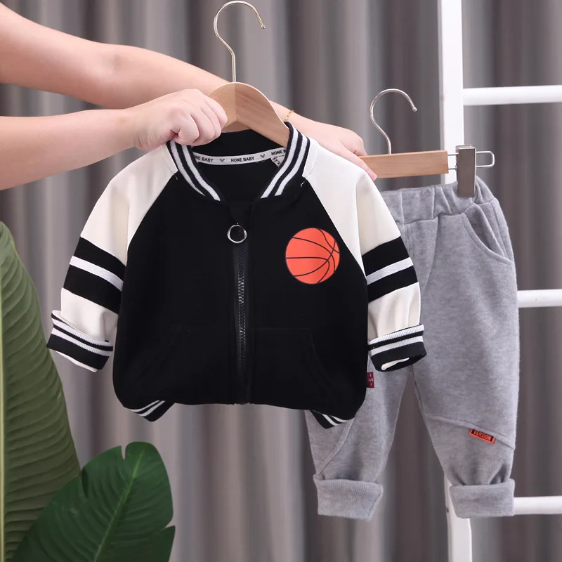 

Kids Boutique Clothes Spring Autumn Cartoon Printed Long Sleeve Cardigan Baseball Uniform Coats Pants Sports Suits for Boys Set