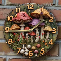Silent Aluminum Wall Clock With Mushroom Forest Design - Perfect For Living Room Decor, Ideal Mother'S Day & Thanksgiving Gift 1